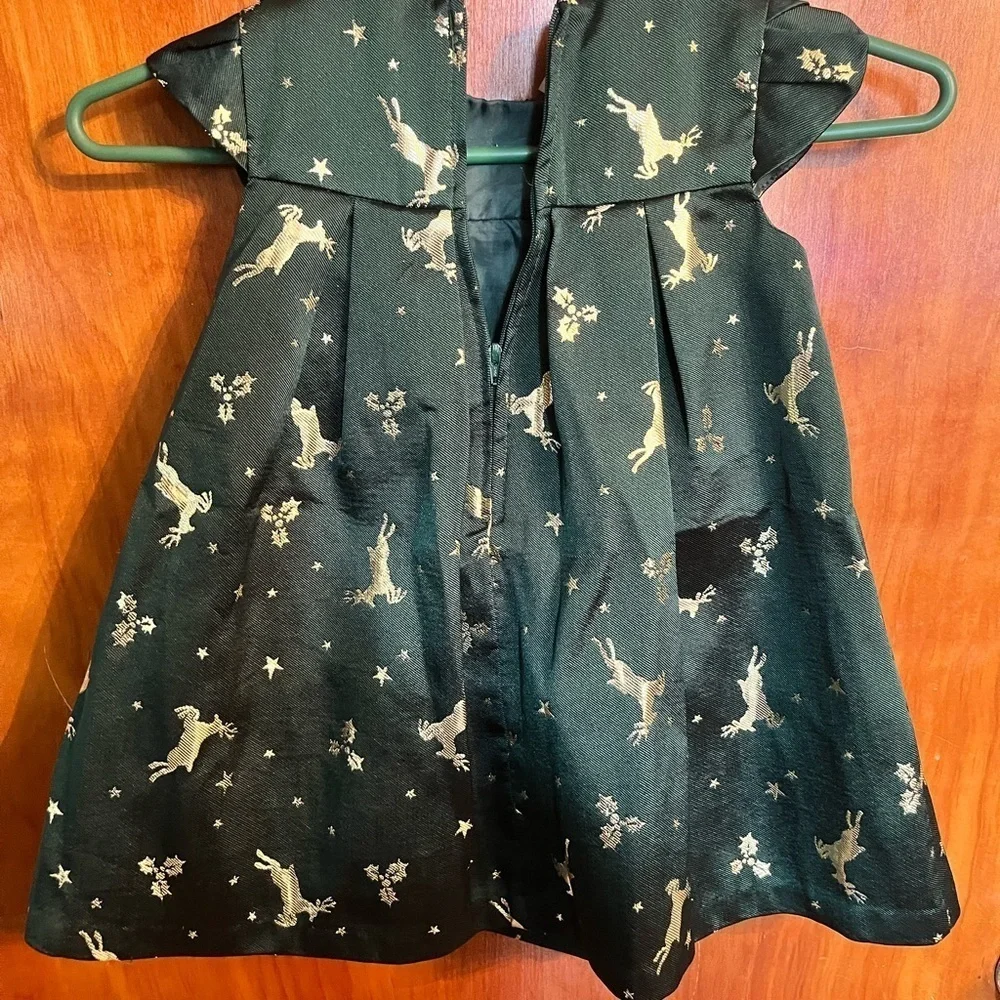 Bonnie baby 24mth reindeer dark green Christmas dress